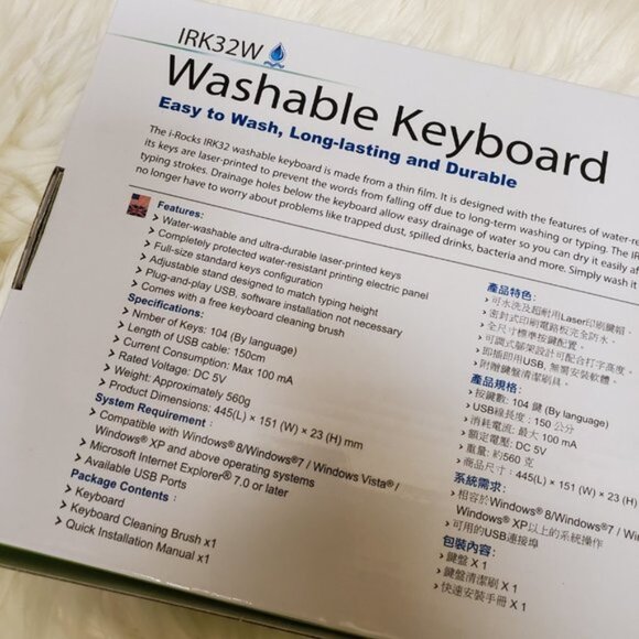 I-Rocks IRK32W-BK Black Washable Durable Ergonomic Keyboard - Picture 4 of 8